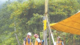 A drill turns at Anfield Nickel's Mayaniquel site in northeastern Guatamala.