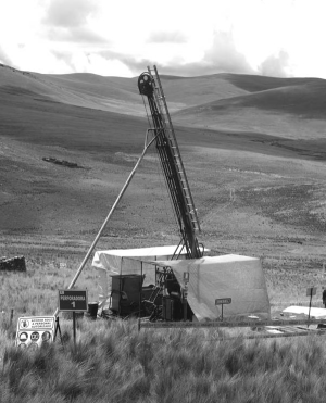 A drill rig at Bear Creek Mining's Santa Ana silver project in southern Peru.