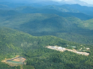 An aerial view of Fire River Gold's Nixon Fork gold project in the Tintina gold belt in central Alaska.