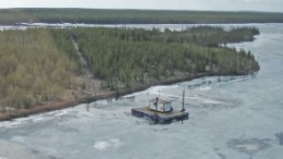 A barge at Hathor Exploration's Roughrider project in northern Saskatchewan.