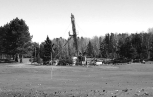 Drilling under the fairway at Kenogamisis golf course at Premier Gold Mines and Goldstone Resources' joint-venture Hardrock gold project near Geraldton in northwestern Ontario.