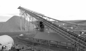 Stockpile and conveyors at Newmont Mining's Boddington gold-copper mine in Australia.