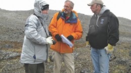 At Peregrine Diamonds' Chidliak project on Nunavut's Baffin Island, from left: Des Kilalea, RBC Capital Markets analyst; Peter Holmes, Peregrine's vice-president of exploration; and Brooke Clements, Peregrine's president.