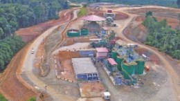 An aerial view of Monument Mining's mill at the Selinsing gold mine in Pahang state, Malaysia.