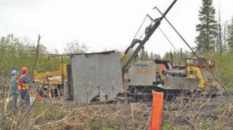 Drillers at the Maritime-Cadillac gold project in Quebec's Abitibi region.