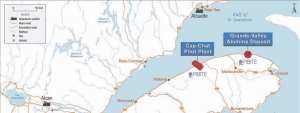 Exploration Orbite's aluminum operations in the Gasp region of eastern Quebec.