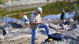 Exploring at Playfair Mining's Seal Lake copper-silver project in central Labrador. Photo by Playfair Mining