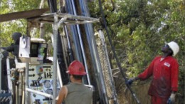 Drillers at Rockgate Capital's Falea uranium-silver project in southwest Mali, about 20 km north of the Guinean border. PHoto by Rockgate Capital