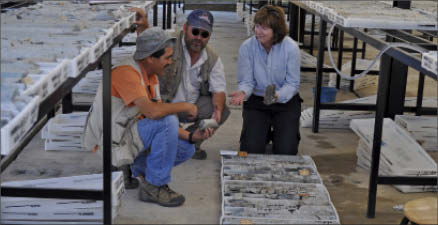 Gillian Kearvell, Newstrike Capital's vice-president of exploration, with colleagues at the Ana Paula gold project. Photo by Newstrike Capital