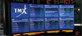 Numbers on display at the Toronto Stock Exchange. Photo by TMX Group