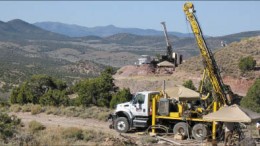 Drill rigs at Midway Gold's Pan gold project in White Pine Cty., in east-central Nevada. Photo by Midway Gold