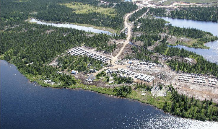 An aerial view of the camp at Strateco Resources' Matoush uranium project in northern Quebec's Otish mountains region. Photo by Strateco Resources