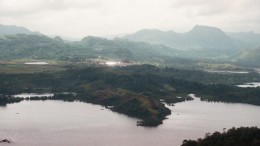 Flying into CGA Mining's Masbate gold mine under construction on Masbate island in the Philippines, in March 2008. Photo by John Cumming