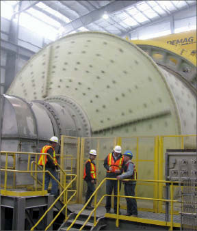 Workers at the milling facility at Taseko Mines' Gibraltar project. Photo by Taseko Mines