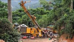 Drillers at Keegan Resources' Esaase project on the Asankrangwa gold belt in southwest Ghana. Photo by Keegan Resources