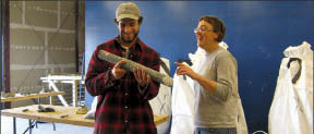 Peregrine Diamonds' staff examine core at the Chidliak diamond project. Photo by Alisha Hiyate