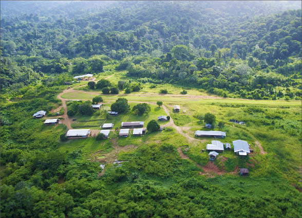 An aerial view of the camp at Columbus Gold's Paul Isnard gold project in French Guiana. Photo by Columbus Gold