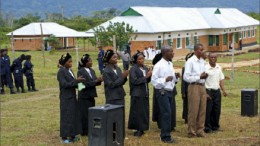 A choir performing at the official opening of the Kigumo Health Centre, near Lugushwa in the DRC, which the Banro Foundation handed over to the community in February 2010. Photo by Banro Foundation