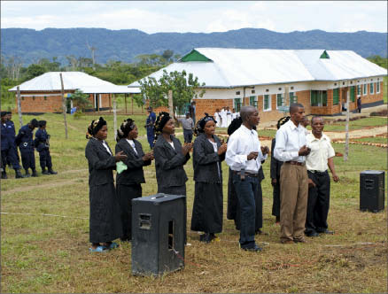 A choir performing at the official opening of the Kigumo Health Centre, near Lugushwa in the DRC, which the Banro Foundation handed over to the community in February 2010. Photo by Banro Foundation