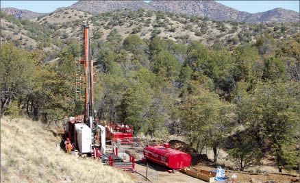 Drillers operating a rig on Wildcat Silver's Hermosa polymetallic project, 80 km southeast of Tucson, Ariz. Photo by Wildcat Silver