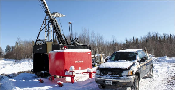 A drill rig at Prodigy Gold's Magino gold project in northern Ontario. Photo by Prodigy Gold