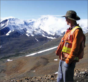 Geologist Mike Miller at Sona Resources' Elizabeth gold project in southern B.C. Photo by Sona Resources