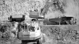 Workers and machinery in action at Nevsun Resources Bisha polymetallic mine in Eritrea. Photo by Nevsun Resources