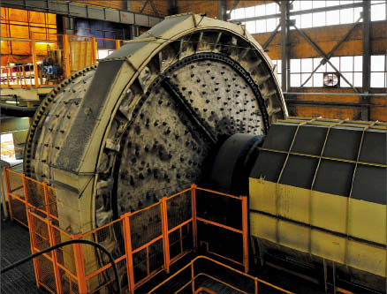 A recently installed SAG grinder at the Chelopech gold-copper mine in Bulgaria. Photo by Dundee Precious Metals