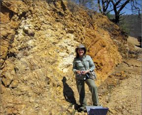 Newstrike Capital's vice-president of exploration Gillian Kearvell at the Ana Paula gold project in Guerrero state, Mexico. Photo by Newstrike Capital