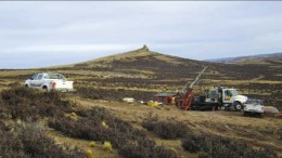 A diamond drill rig at Mirasol Resources' Joaquin silver-gold project in southern Argentina's Deseado Massif. Photo by Mirasol Resources