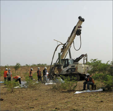 Drillers at Riverstone Resources' Karma gold project in Burkina Faso. Photo by The Northern Miner