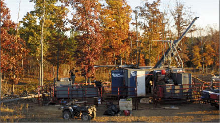 Drillers working at Revolution Resources' Champion Hills gold-silver project in North Carolina in 2010. Photo by Revolution Resources