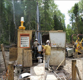 Drillers probing the Buffalo Extension at Mega Precious Metals' North Madsen gold project near Red Lake, Ont. Photo by Mega Precious Metals