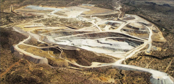 An aerial view looking south at AuRico Gold's El Chanate mine in Sonora state, Mexico. Photo by AuRico Gold