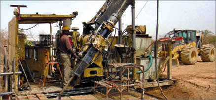 Drillers at Orezone Resources' Bombore gold project in Burkina Faso. Photo by Orezone Resources