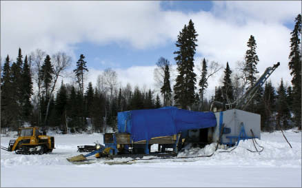 A drill rig at Gold Canyon Resources' Springpole gold project in northwestern Ontario. Photo by Gold Canyon Resources