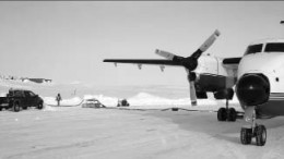 An aircraft on an ice strip at Mountain Province Diamonds' Gahcho Ku diamond project in the Northwest Territories. Photo by Mountain Province diamonds