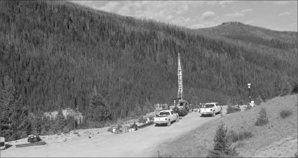 A drill rig at Midas Gold's Golden Meadows gold project in Idaho's Stibnite-Yellow Pine district. Photo by Midas Gold