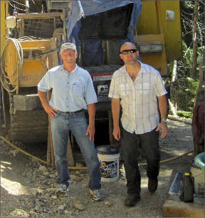 Premium Exploration's president Del Steiner (left) with vice-president of exploration Michael Ostenson at the Friday zone at the Idaho gold project. Photo by Matthew Allan