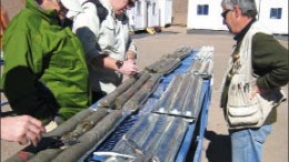 At Atacama Pacific Gold's Cerro Maricunga gold project in Chile, from left: chairman Albrecht Schneider, GMP Securities analyst George Albino and geologist Sergio Diaz. Photo by Atacama Pacific Gold