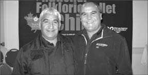 Rescued Chilean miners Omar Reygadas (left) and Franklin Lobos at a press conference in Toronto. Photo by Salma Tarikh