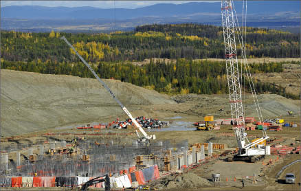 A semi-autogenous grinding mill under construction at Thompson Creek Metals' Mount Milligan copper-gold project, 150 km northwest of Prince George, B.C. Photo by Ernest Von Rosen