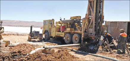 Workers pumping lithium and potash brine from the Sal de Vida lithium project in Argentina. Photo by Lithium One