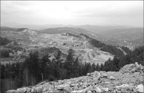 The Cirnic pit at Gabriel Resources' Rosia Montana gold-silver project in Romania. Gabriel Resources