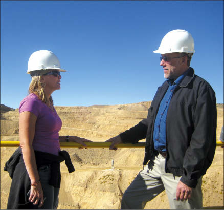 Coeur d'Alene Mines' investor relations coordinator Carrie Cook and senior vice-president of exploration Don Birak at the Rochester open-pit silver mine in Nevada. Photo by Salma Tarikh