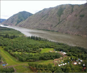 An aerial view of the camp and surrounding area at Kaminak Gold's Coffee gold project in the Yukon. Photo by Ian Bickis