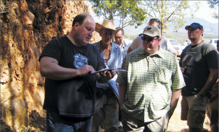 Soltoro CEO Andrew Thomson (far left) gives a presentation at the El Rayo silver-gold project in Jalisco State, Mexico. Photo by Salma Tarikh