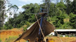 A drill rig at Guyana Goldfields' Aurora gold project in Guyana. Photo by Guyana Goldfields