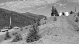 Drill rigs in the Clark Tunnel area at Midas Gold's Golden Meadows project in Idaho. Photo by Midas Gold