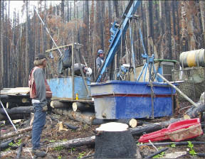 The drill crew preparing a rig at Brixton Metals' Thorn gold project. Photo by Brixton Metals